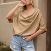 Kobiety ponadgabarytowe Batwing krótkie rękawe T-koszulę Summer Solid Kolor V-Neck luźne swobodne koszulki żeńskie topy TEE