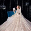 Новые поступления высокой шеи три четверти рукава по всему аппликациям кружева супер великолепные блестящие шарин свадебные платья
