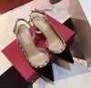 Fashion Sandals women pumps Casual Designer Gold matt leather studded spikes slingback high heels shoes hhggg