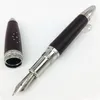 Luxury Pens Red or Black Wool Limited Edition Promotion Germany Brand Fountain pen Silver Clip Fine Carving Classic Ink For Writing