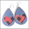 Other Earrings Jewelry Pu Leather Teardrop Hollow Love Heart Shaped Dangle Earring For Women Girls Fashion Valentine Dhcyz