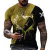 패션 러브 스티칭 시리즈 3D 프린트 남성 Shortsleeved Tshirts 캐주얼 여름 라운드 목 느슨한 탑 티 남성 의류 6xl 220607