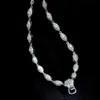 Ювелирные Ожерелья Ожерелья Подвески Цепи Серебристая Инкрустация Высокоуглеродистая Алмазная Белая 18-дюймовая застежка для омара без подвеска