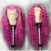 Parrucche lunghe per capelli umani ondulati con corpo viola per donne nere Parrucche sintetiche colorate nere/bionde/blu/rosa per feste cosplay