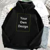 Men Women Custom Hoodie Diy Pas samen met lange mouw casual pullover sweatshirt bovenaan je eigen ontwerpmerk 220722