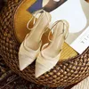 New Summer Woman Shoes French High Heels Fashionable Temperament Pointed Toe Thick Heel Fairy Style Lace Breathable Shoes G220527