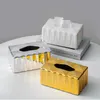 Creatief gouden servethouder Tissue Box Es Case Art Craft Home Decor El Desktop Ornament 220628