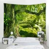 Tapisserie murale de fond de rivière de forêt verte, décoration Hippie bohème, grande couverture pour la maison, J220804