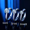 Mode Moissanite Diamond Wedding Rings Women 1.0CT 2.0ct Top Designer Finger Ring Verstelbaar Silver S925 Sieradencadeaus voor Lady Quality