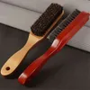 Wooden Handle Pig Hair Brush Hairdressers Beard Brush Anti Static Hairdresser Hair Styling Comb Shaving Tools For Men 30 L220805