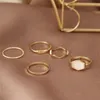 Cluster Rings Fashion Jewelry Set Minimalist Geometric Round Wave Finger For Women Gold Color Knuckle Ring 2022 Anillos Mujercluster