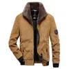 男性コーデュロイジャケット冬の厚いメンズファーカラー衣装カジュアルソリッドカラールーズフリースサーマルジャケットメンズプラスサイズM-6XL L220718