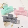 Women Large Hollow Out Square Hair Clips Clamp Candy Pure Color Resin Alloy Bath Hairpins Europe Lady Girl Ponytail Scrunchies Hair Claw Clip Length 9 CM