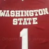 NCAA Washington State Cougars College 1 Klay Thompson tröjor män basket universitet rött lag färg andas skjorta för sportfans ren bomull hög kvalitet