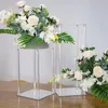 Decoração de festa clara acrílico piso vaso de flor stand com base de espelho, coluna de casamento geométrico home vases home