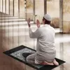 Tapete de Oração Islâmico Portátil Tapete Trançado Portátil Com Zíper Bússola Cobertores De Bolso De Viagem Tapetes De Oração Muçulmanos Adoração Muçulmana