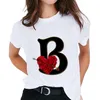 Women T Shirt Custom Name Combination Drukuj czcionka kwiatowa A B C D E F G Panie z krótkim rękawem