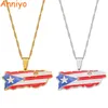 Colliers pendentifs Anniyo Heart Porto Rico Carte et drapeau de couleur Gold Couleur / Silver Ricans Bijoux # 165521