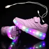USB ricarica black a due ruote sneaker luminose scarpe da skate a rulli leggeri per bambini scarpe a led scarpe da ragazzo 2843 220805