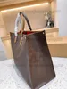 ON THE GO PM MM GM Tote Bag Classic Brown Giant Monograms Print Old Flower Handle Bag Luxurys Women Shoulder Bags