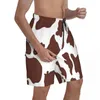 Men's Shorts Cow Print Pattern Board Brown Spotted Skin Men Cute Beach Trenky Plus Size Swimming TrunksMen's