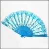 Arts And Crafts Arts Gifts Home Garden Lace Dance Fan Fashion Gift Rose Flower Design Plastic Frame Bronzing Silk Decoration Chinese Craf