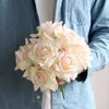 Fleur artificielle de qualité supérieure Touch réel serti Rose Bouquets Mariée tenant des fleurs pour la décoration de la table de mariage de maison 2 paquets