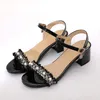 Sandals Leshion of Chanmeb Woman di grandi dimensioni 51 52 Designer String Pearls Tweed Sandal Ladies Block Teli estate Calzature per esterni