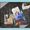 Verpackungsbeutel Büro Schule Geschäft Industrie Regenbogen Colorf PVC Handtaschen Geschenktüte Make-up Kosmetik Verpackung Kunststoff Shop 3 Größen für Ch