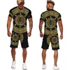 Sommer Golden Lion Bedrucktes T-Shirt/Shorts/Anzug Herren Casual Grafik O-Ausschnitt Tops + Hosen Set Männlich Hip Hop Kurzarm Trainingsanzug Y220516