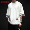 RUIHUO Half Sleeve Linen Cotton T Shirt For Men Clothing Harajuku Tee Shirt Summer Streetwear Hip Hop 5XL Arrivals 220407