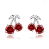 Stud Koreaanse stijl zoete kersen oorbellen voor vrouwen meisjes feest geschenk rood kristal earring accessoriesesstud odet22 farl22