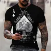 Men's T-Shirts Summer Anime T-Shirt Street Punk Poker Ace Of Spades Clothes 3D Printing Fashion Oversize Short-Sleeved Shirts
