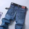 Musim Semi Musim Gugur Jeans Pintar Pria Celana Denim Elastis Biru Biasa Lurus Fashion Bisnis Celana Panjang Klasik Pria Ukuran Plus 220817