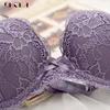 Super Gather Purple Bras Женщины нижнее белье набор хлопка Brassiere Толстого отжимания.