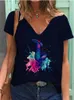 T-shirt da donna Camicetta da donna Top T-shirt Taglie forti Stampa di moda Summertee Abbigliamento da donna T-shirt grafica con scollo a V allentato