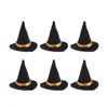 Cappelli Cappelli 6pcs Mini Cappelli da strega in feltro Decorazioni per bottiglie di vino fatte a mano per Halloween Accessori per capelli fai da te Artigianato Forniture per feste di Halloween Nero 220826