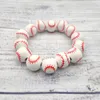 Bangle Braccialetti da baseball con perline di legno Braccialetti per le donne Perline di legno elastiche Bandiera americana/Pallavolo/Tennis Sport Regali per la mammaBangle Kent22