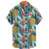 Camisas de vestido masculinas Camisa unissex de verão Hawaii Diversão e soltas homens tridimensionais frutas de abacaxi melancia de manga curta da moda
