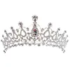 Lyxig brudkrona men högkvalitativa glittrande pärlstavskristaller Royal Wedding Crowns Crystal Veil Headband Hair Tillbehör Party CPA790 W220323