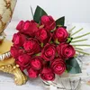 18heads / Gront Rose Hand Flowers Sztuczny Jedwabny Kwiat Dla Białego Dekoracji Ślubnej Pokój Dekoracje Tabeli Bridal Flores Artificiales 220408