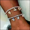 Ankjes sieraden Goud vlinder Anklet Regeerstone kristal enkelschermarmband Boho Beach voor dames sandalen voet armbanden vrouwelijk bruiloft 522