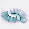 Farbige Wimpern Farbverlauf Grün Blau Rot Falsche Wimpern Dramatische Cosplay Party Faux Nerz Farbe Wimpern Make-Up-Tools