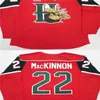 C26 Nik1 40Halifax Mooseheads # 22 Nathan Mackinnon Хоккей Джерси настроить белый красный 100% сшитые вышивки хоккейные изделия