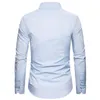 Chemises décontractées pour hommes chemise à col rabattu pour hommes couleur habillée col rabattu haut à manches longues et minces blanc T Pack hommes