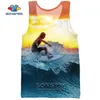 SONSPEE 3D Print Surf Board Summer Beach Hommes Sports Mer Débardeurs Casual Fitness Bodybuilding Gym Muscle Sans Manches Gilet Chemise 220627