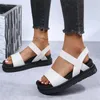 Vestido Sapatos design de marca de calcanhar de pé aberto plataforma punk lazer sandálias femininas fuckle casual preto white womandress da moda