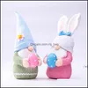 Décoration de fête Fournitures d'événements Festive Maison Jardin Pâques Lapin Nain Poupée Sans Visage Fée Ménage En Peluche Famille Enfants Jouets Pour Enfants Drop D