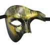 Mens Masquerade Mask Vintage Phantom Of The Opera One Eyed Half Face Kostuum Venetiaanse partij Kerstmis Halloween Carnaval Mardi Gras Ball Props