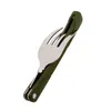 Long sac à dos de batterie de cuisine Spork fourchette en acier inoxydable pli couteau ustensile cuillère ensemble combo pique-nique camp couverts vaisselle couverts Y220530